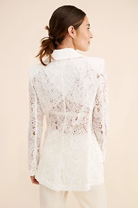 Avec Les Filles Double Breasted Lace Blazer