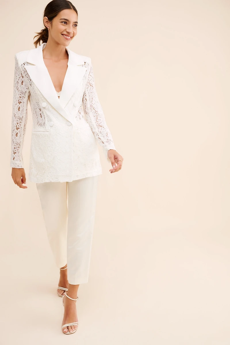 Avec Les Filles Double Breasted Lace Blazer