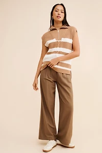 Ellen Tracy Sleevleess Zip Front Sweater