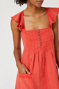 Open Back Pleated Midi Dress
