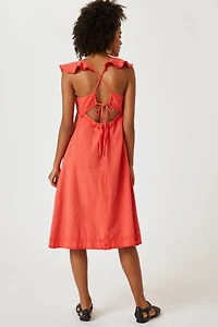 Open Back Pleated Midi Dress