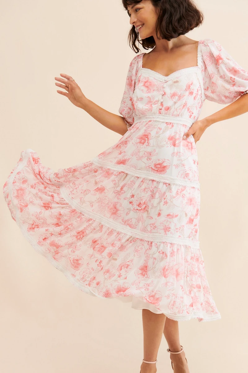 Rachel Parcell Tiered Midi Chiffon Dress