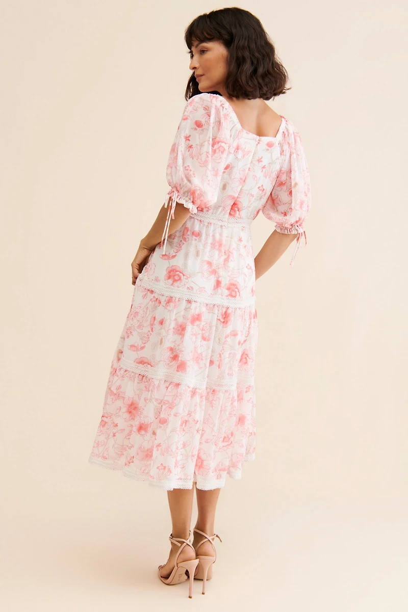 Rachel Parcell Tiered Midi Chiffon Dress