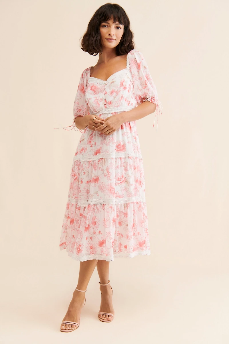 Rachel Parcell Tiered Midi Chiffon Dress