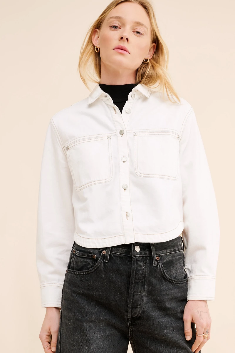 Madewell Cropped Hi-Low Long Sleeve Shirt