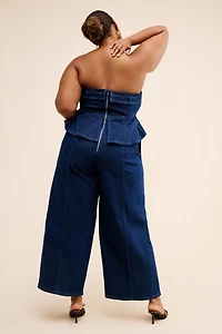 Eloquii Denim Peplum Jumpsuit