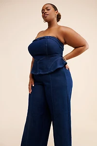 Eloquii Denim Peplum Jumpsuit