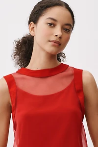 BHLDN Kendall Sleeveless High-Neck Organza Mini Dress