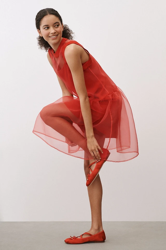bhldn sophia high-neck bow-tie organza mini dress BHLDN Sophia High-Neck Bow-Tie Organza Mini Dress at MarketFair Shoppes in  Princeton, NJ