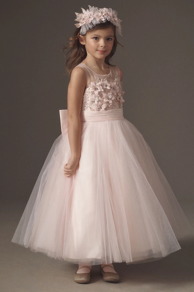 princess daliana rosette flower girl dress Princess Daliana Rosette Dress paired with the blossom wrap, this charming set adds a touch of romance to any flower girls ensemble. Featuring a twirl-worthy skirt and an enchanting scoop neckline,