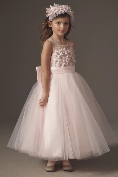Princess Daliana Pink 3D Floral Bloom Flower Girl Dress