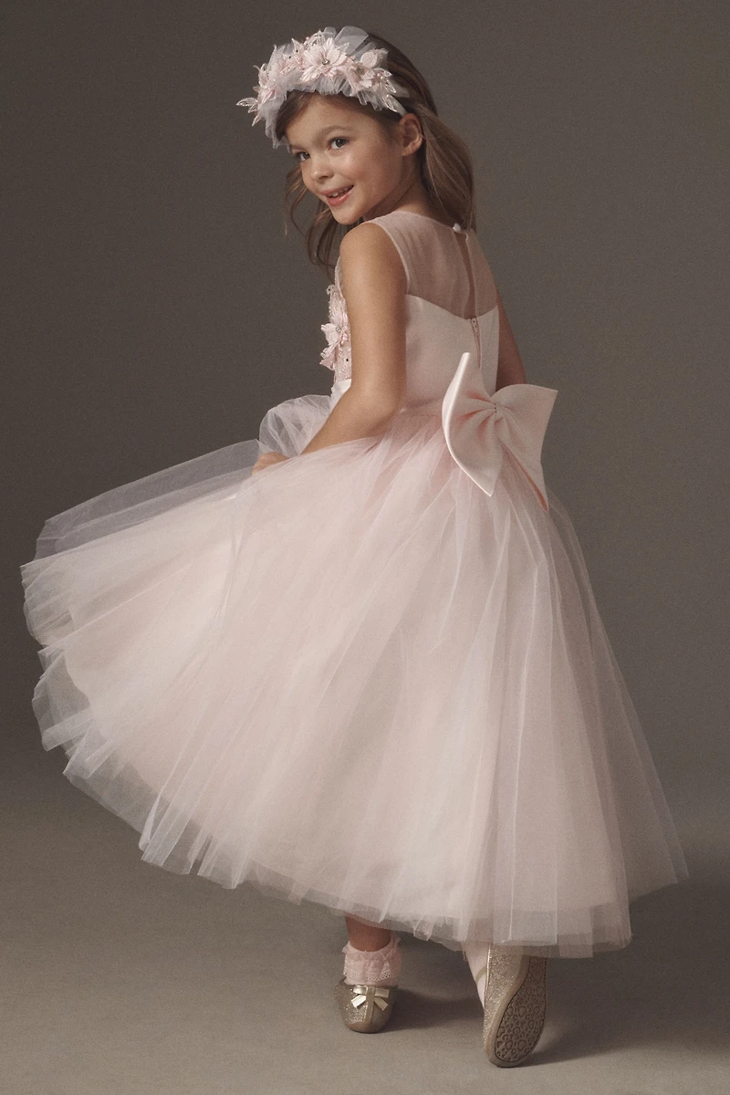 Princess Daliana Pink 3D Floral Bloom Flower Girl Dress