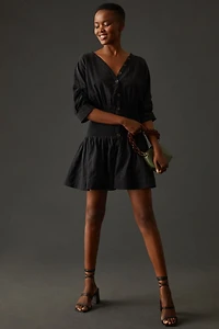 Maeve Puff-Sleeve Smocked Mini Dress
