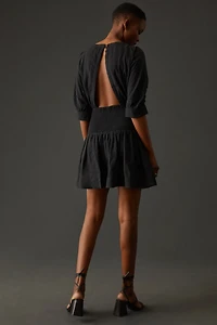 Maeve Puff-Sleeve Smocked Mini Dress