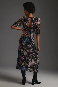 Maeve Puff-Sleeve Floral Midi Dress