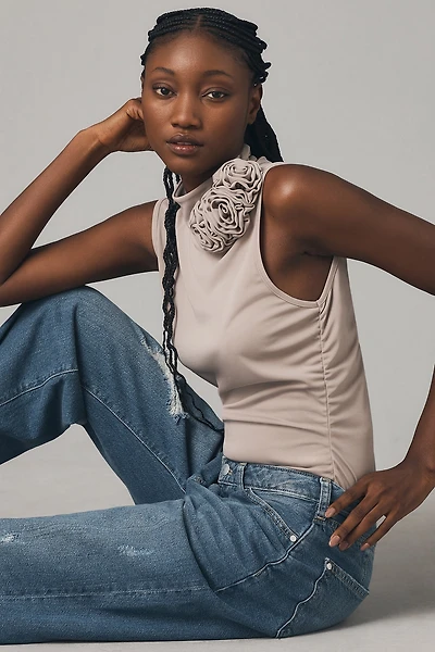 WAYF 3D Floral Mock-Neck Tank