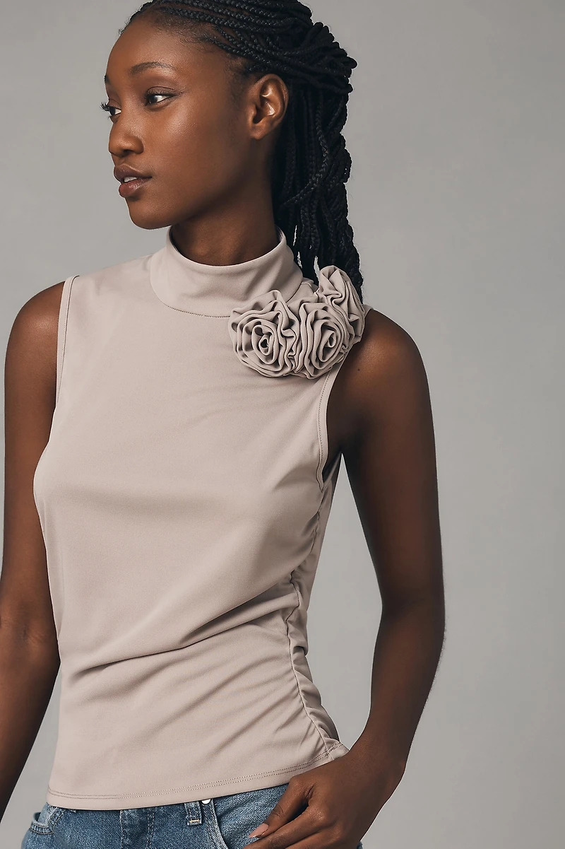 WAYF 3D Floral Mock-Neck Tank