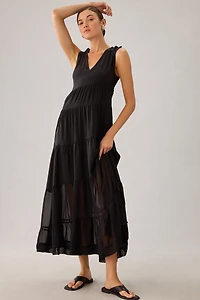 Sleeveless Tiered Silk Dress
