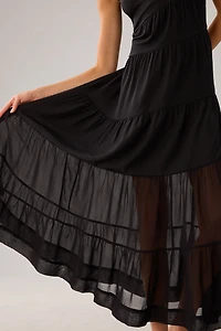 Sleeveless Tiered Silk Dress