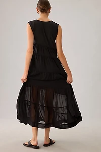 Sleeveless Tiered Silk Dress