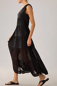 Sleeveless Tiered Silk Dress