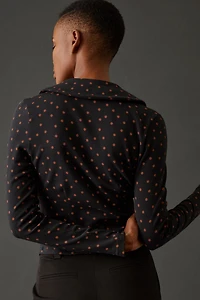Maeve Printed Ruched Buttondown