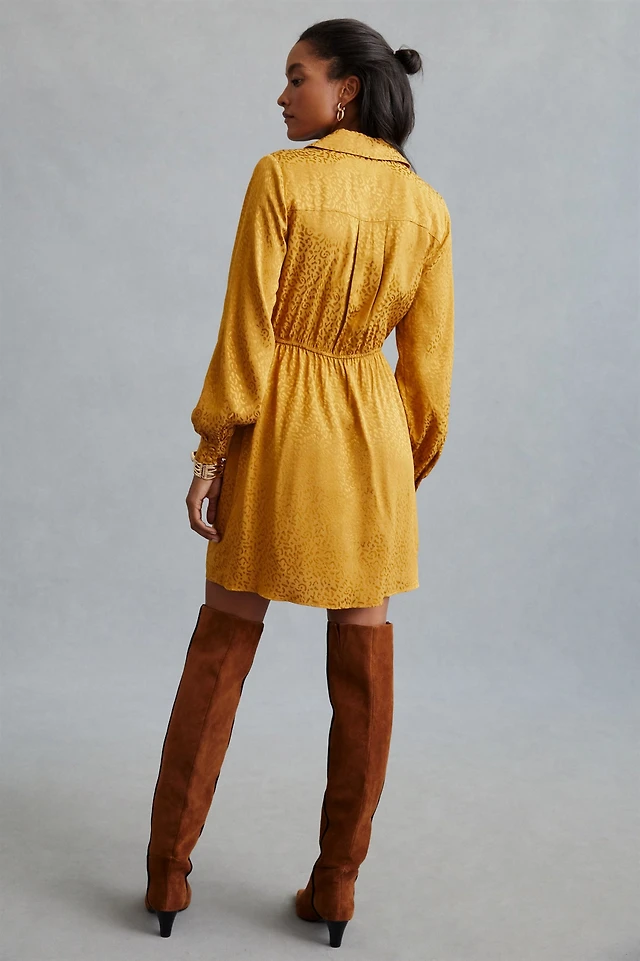 afrm mizra mesh long-sleeve mini dress AFRM Mirza long sleeve ruched skirt mini dress in green floral