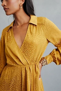 Leopard Print Long-Sleeve Mini Dress