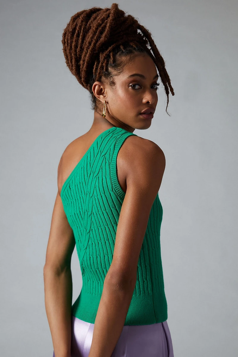 Maeve One-Shoulder Cable-Knit Tank