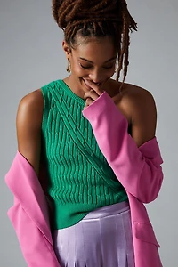 Maeve One-Shoulder Cable-Knit Tank