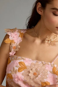Floral Applique Midi Dress