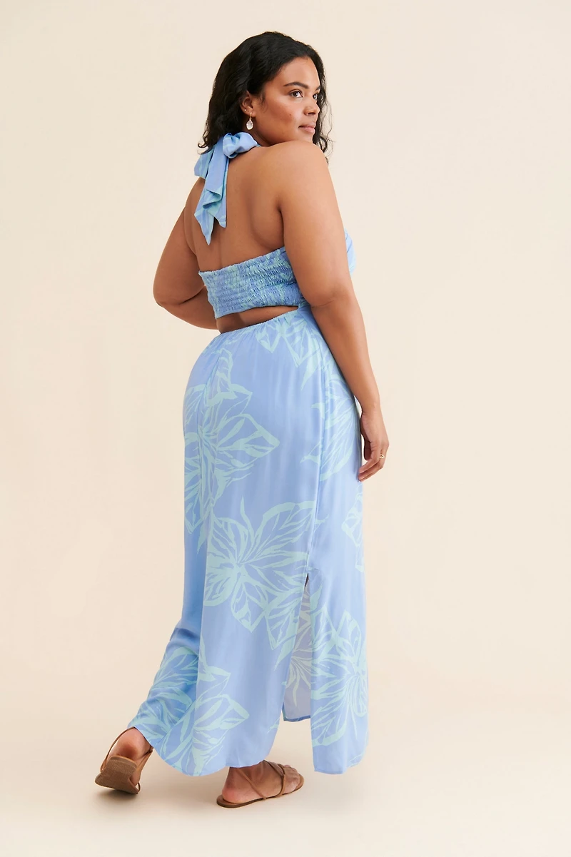 Eloquii Halter Printed Maxi Dress