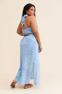 Eloquii Halter Printed Maxi Dress