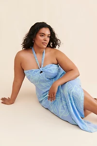Eloquii Halter Printed Maxi Dress