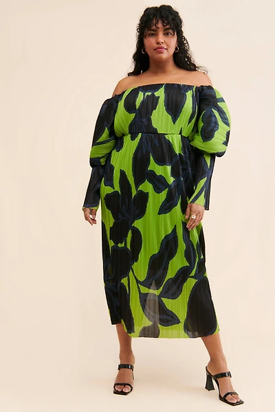 Eloquii Off-The-Shoulder Pleated Dress