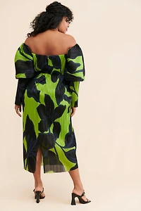 Eloquii Off-The-Shoulder Pleated Dress
