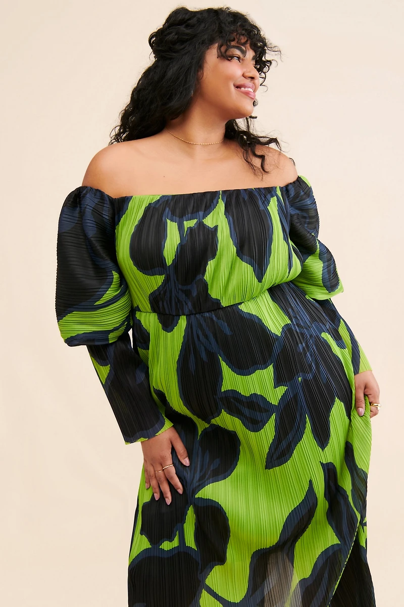 Eloquii Off-The-Shoulder Pleated Dress