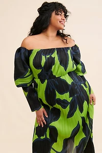Eloquii Off-The-Shoulder Pleated Dress