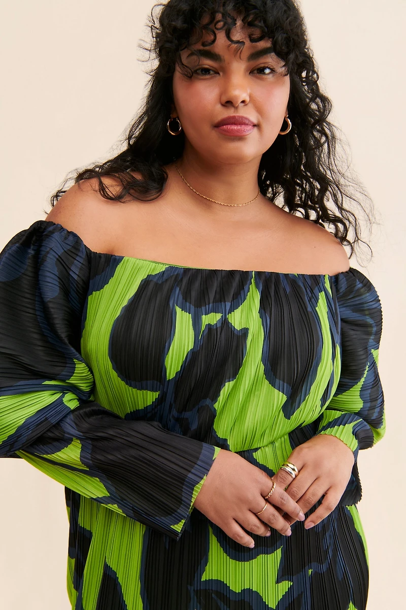 Eloquii Off-The-Shoulder Pleated Dress