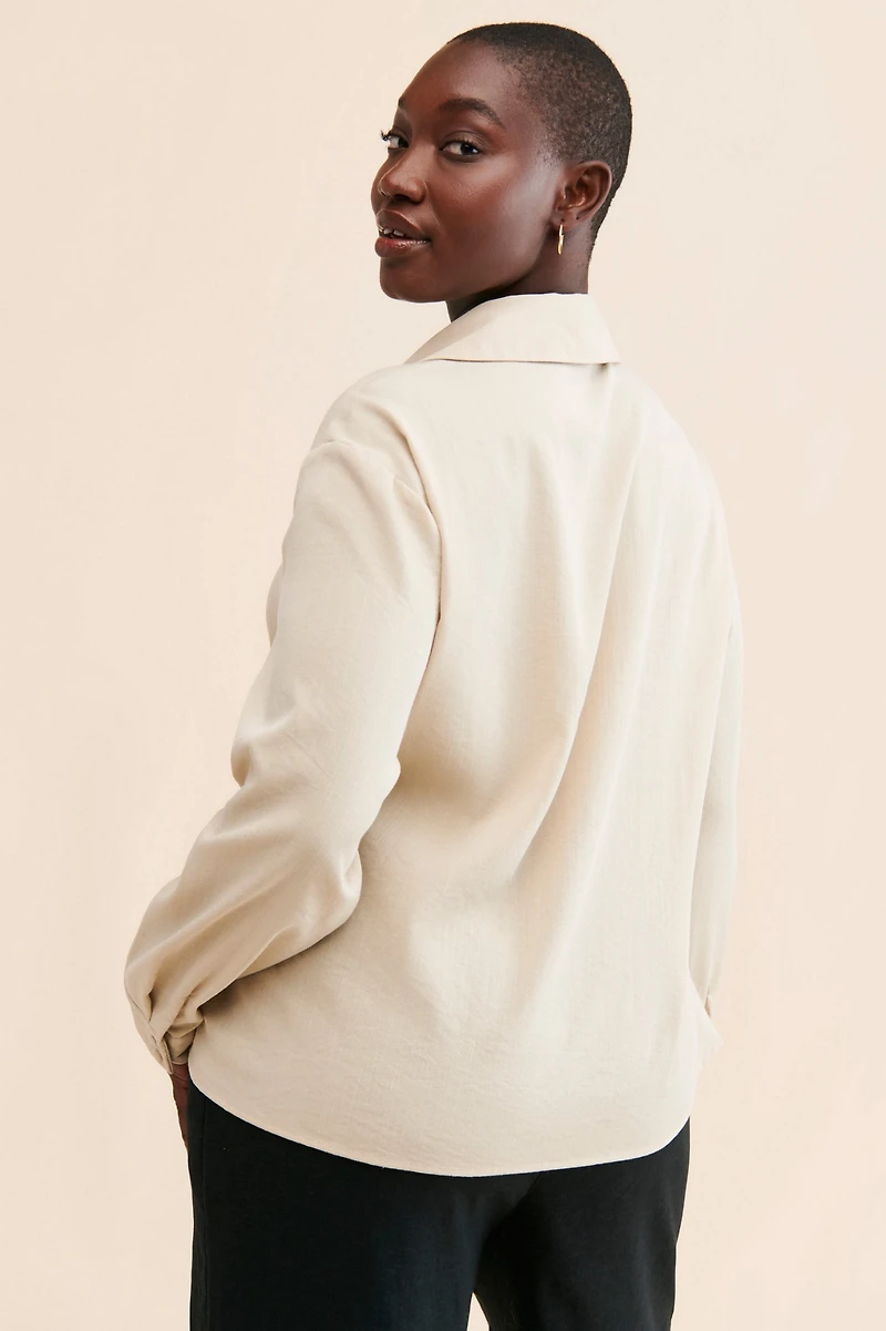 Eloquii Tie-Front Collared Blouse
