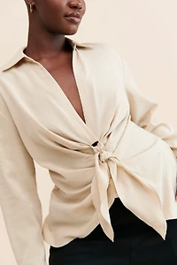 Eloquii Tie-Front Collared Blouse