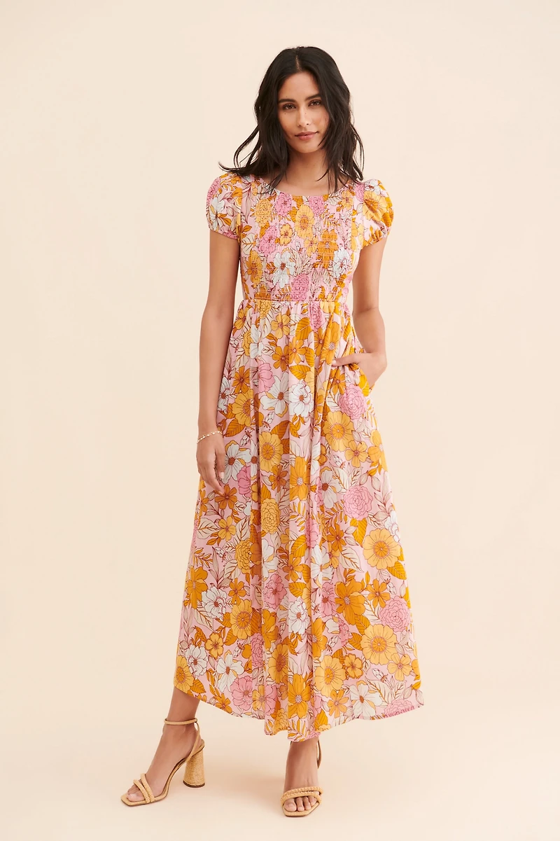 Kachel Smocked Floral Maxi Dress