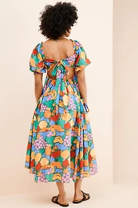 FARM Rio Fruit Landscape Short Sleeve Dress