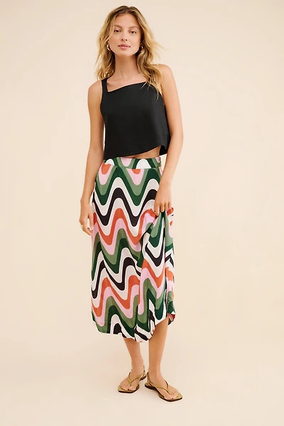 FARM Rio Wave Gradient Midi Skirt