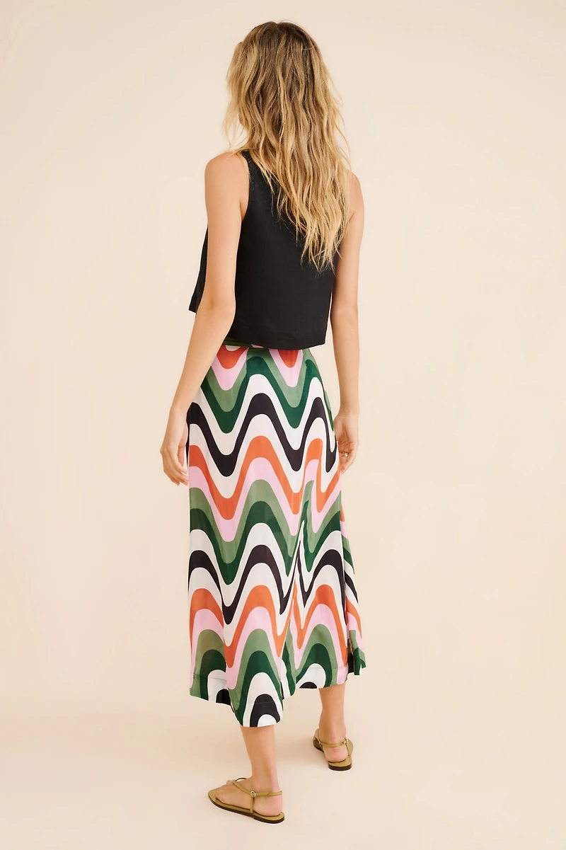 FARM Rio Wave Gradient Midi Skirt