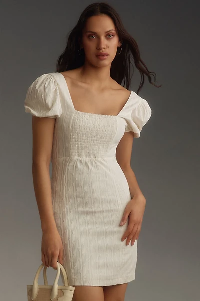 Maeve Puff-Sleeve Square-Neck Mini Dress