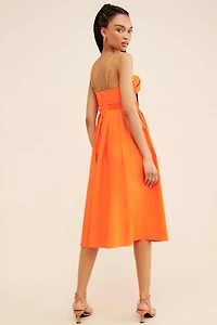 FARM Rio Corset Pleated Sleeveless Midi Dress