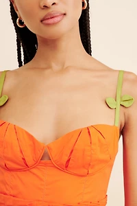 FARM Rio Corset Pleated Sleeveless Midi Dress