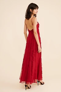 If By Sea Solid Ruffle Slip Maxi Dress