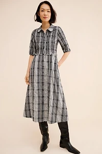 Maeve Short-Sleeve Smocked Midi Shirtdress